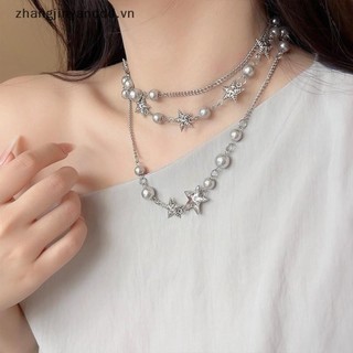 Vòng cổ ngọc trai giả màu xám bạc, dây chuyền thời trang phù hợp với áo len và trang sức xương đòn.