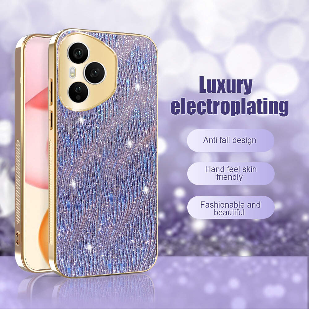 Dành Cho Honor 400 Pro Honor400 Honor400Pro 400Pro 5G gợn Nước Sang Trọng Mạ Điện Cô Gái Vàng Vỏ Điện Thoại Chống Sốc Bảo Vệ Mặt Sau Bìa Cứng