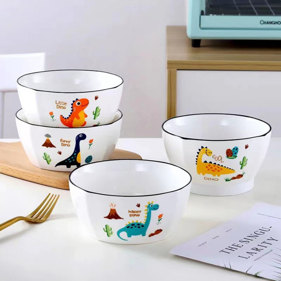 Bát Sứ Ăn Cơm,Bát Cơm, Bát Con Họa Tiết Khủng Long Dễ Thương BATSU002