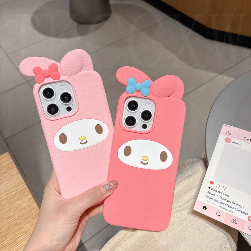 Dành Cho iPhone 12 13 14 15 16 Pro Max 14 16 Plus Kawaii My Melody Vỏ Điện Thoại Silicon Mềm Hoạt Hình 3D Dễ Thương Ốp Lưng Chống Sốc Capas
