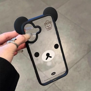 Hoạt Hình Dễ Thương Đầu Bếp Gấu 3D Tai Mickey Trong Suốt Acrylic Ốp Lưng Điện Thoại iPhone 16Promax 16Pro 15Promax 15Pus 12 13 14 Pro Max Chống Sốc Nữ Điện Thoại Di Động
