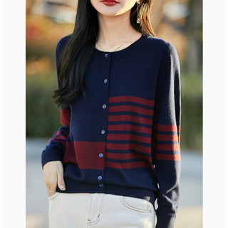 Áo Cardigan Sọc Tay Dài Cổ Tròn Cho Nữ, Phù Hợp Đi Làm, Thiết Kế Mỏng
