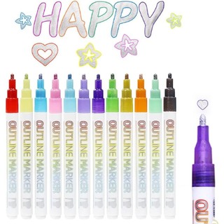 2026 Bút đánh dấu để làm nổi bật Bộ đánh dấu phác thảo Highlighter hai dòng Bút đánh dấu sơn kim loại cho bút giấy đen Long lanh Bút lưu niệm Đồ dùng 1 Bộ nhựa an toàn dễ sử dụng cho trẻ em