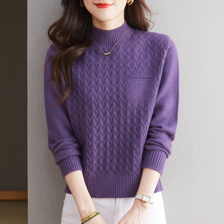 Sweater thu đông len dệt kim nửa cổ cao, phong cách mới và thời trang