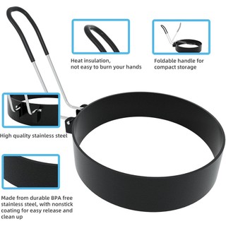 4 Nhẫn Trứng Inox Để Chiên Trứng Tròn Chống Dính Nhẫn Lưới Có Bàn Chải Dầu Bánh Sandwich Trứng Khuôn Nấu Ăn Phụ Kiện Máy Làm Ăn Sáng và Tách Trứng thép không gỉ silicon có thể gập lại