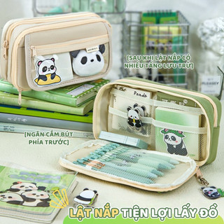 Túi Bút Vải Xinh Xắn Cỡ Lớn - Hộp Đựng Bút Nhiều Ngăn, Thiết Kế Đơn Giản, Bền Đẹp, Phù Hợp Mang Đi Học