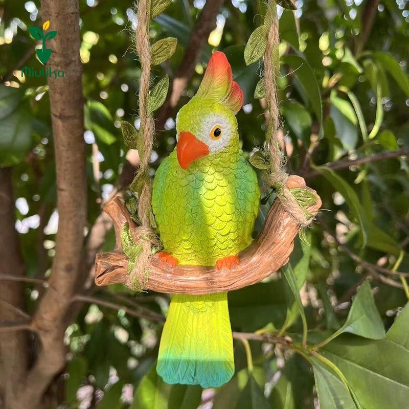 Miulika Treo Tượng Vẹt Trang Trí Quà Tặng Sưu Tập Thủ Công Sống Động Như Thật Dễ Thương Điêu Khắc Trang Trí Cho Ao Sân Sau Hàng Rào Nhà Vườn