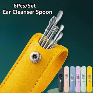 6 Cái / bộ Thép Earwax Collector Biến Xoắn Ốc Tai Dính Vệ Sinh Di Động Bụi Tai Dụng Cụ Loại Bỏ Sáp