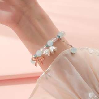 Vòng tay pha lê hồng trong suốt, ngọt ngào theo xu hướng Hàn Quốc, phụ kiện thời trang dành cho nữ