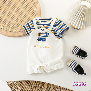 Bé trai sơ sinh Cotton sọc dễ thương họa tiết gấu một mảnh Quần áo mềm mại và thoải mái (0-24 tháng)