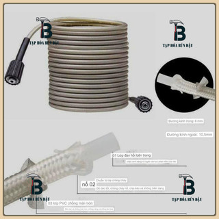 Bộ dây rửa xe và vòi xịt 10M-15M-20M - vòi rửa xe áp lực cao ren 22mm