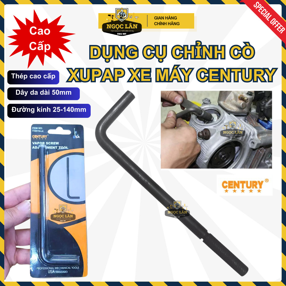 [Chính hãng] Dụng cụ, cần chỉnh cò súp bắp (xupap) xe máy Century chữ L dài 130mm cao cấp