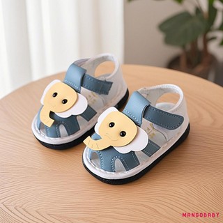 MG-Baby Girls Boy Squeaky Sandals Mùa Hè Voi Dễ Thương Chống Trơn Trượt Ngón Chân Đế Mềm Giày Đi Bộ Cho Bé Tập Đi