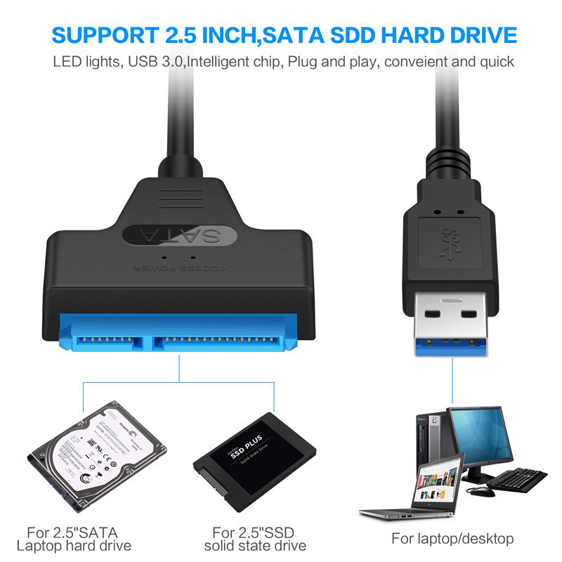 【24H】Cáp Chuyển Đổi SATA Sang USB Type C Tốc Độ 6Gbps, Gắn Ổ Cứng SSD 2.5 Inch, Hỗ Trợ Máy Tính Laptop