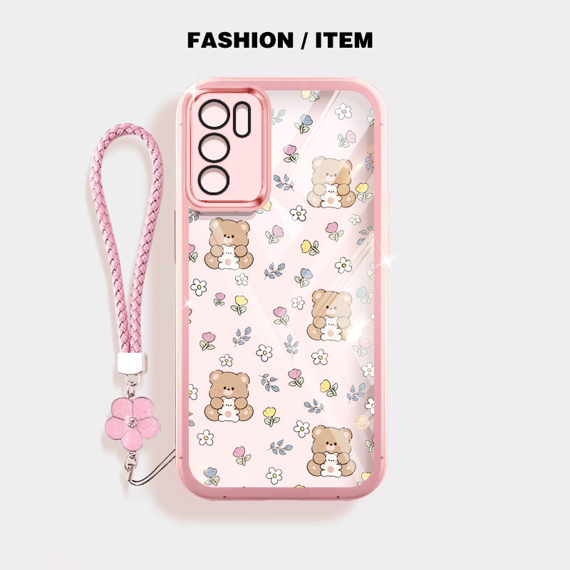 Ốp Điện Thoại YBD INS Style Cho OPPO Reno 12 Pro Reno 12F Realme C65 4G A3 Pro (Ấn Độ) Vỏ Họa Tiết Gấu Nhỏ Được Trang Bị Bảo Vệ Ống Kính