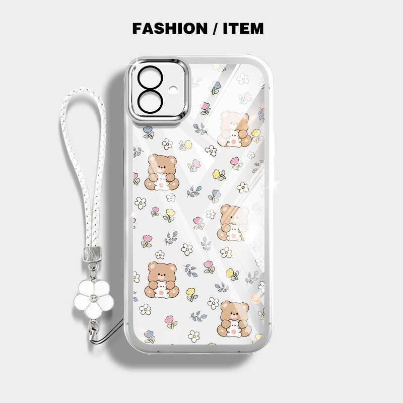 Ốp Điện Thoại YBD INS Style Cho Samsung Galaxy A07 A06 5G A03 A04 A05 A04E F04 M04 M13 F13 M05 M07 F07 Vỏ Họa Tiết Gấu Nhỏ Được Trang Bị Bảo Vệ Ống Kính