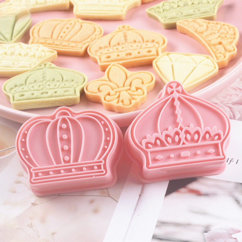 8 Cái / bộ Vương Miện Hình Bánh Quy Khuôn Cắt Bánh Quy Kim Cương Vương Miện Bánh Dụng Cụ Làm Bánh Fondant Frosting 3D Cookie Seal Press Die Fruit Pastry Hấp Bánh Mì Cắt Khuôn Nướng Bánh DIY
