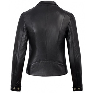 Áo Da Nữ FTT Leather Biker Jacket Khóa Kép Phối Gân Vai Da Cừu, Da Bò Trẻ Trung, Cá Tính AN305
