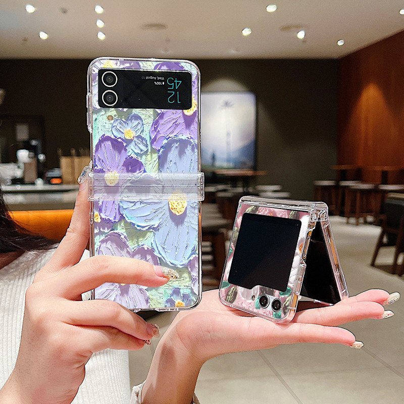 Dành Cho Samsung Galaxy Z Flip 6 Z Flip 5 Vỏ Hoa Đẹp Họa Tiết Chống Sốc Gấp Trong Suốt Cứng Cho Samsung Galaxy Z Flip 5 4 3