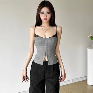 Klalien Mùa Hè Mới Nữ Màu Trơn Đường Phố Dây Đeo Thời Trang Gợi Cảm Giảm Béo Lưng Tank Top