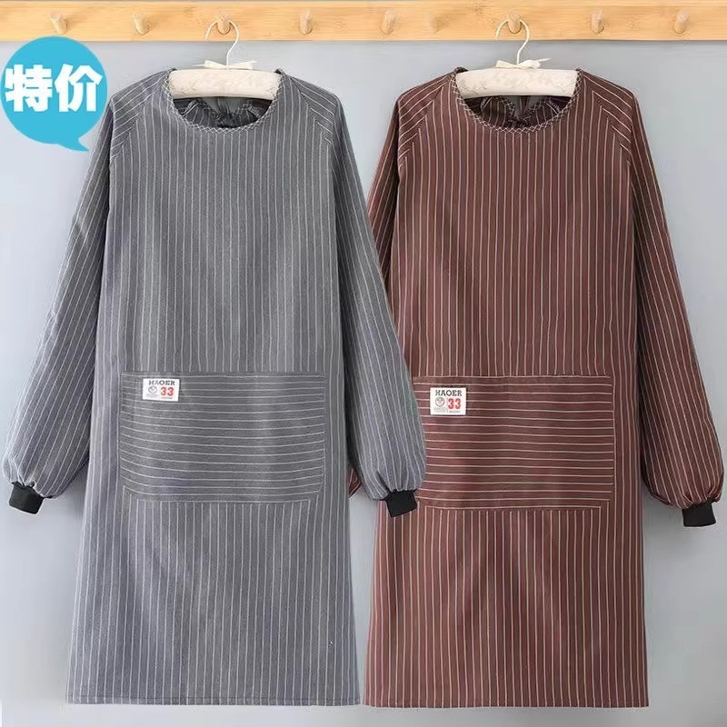 Dài Tay Dày Tạp Dề Cotton Nữ Hộ Gia Đình Nấu Ăn Nhà Bếp Smock Chống Bẩn Thoáng Khí Phục Vụ Phục Vụ Công Sở Quần Áo Người Lớn Tạp Dề