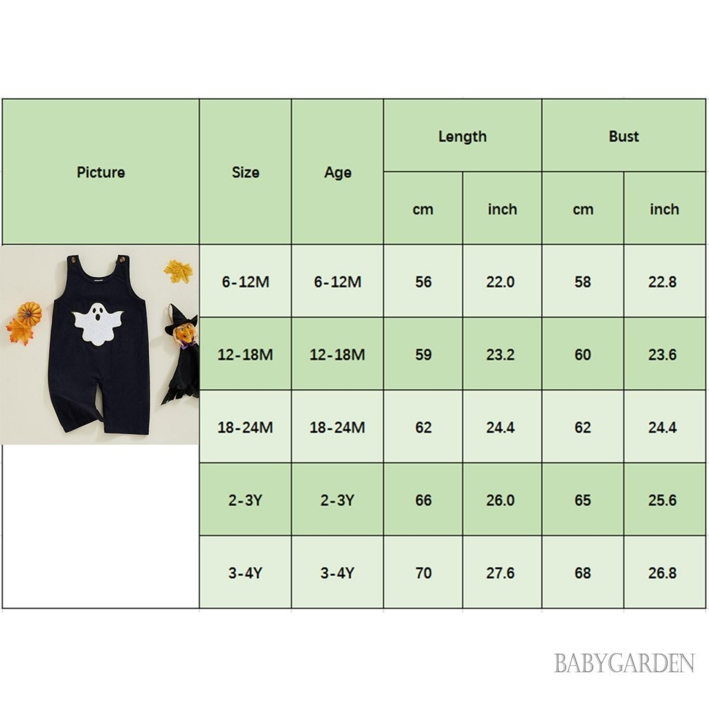 Baga-6month-4years Trẻ Em Bé Halloween Tổng Thể Jumpsuit Ma Thêu Muỗng Cổ Không Tay Áo Liền Quần