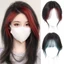 DELMER Clip-In Bangs Extension, Phần giữa Bộ tóc Topper tổng hợp tự nhiên, Fasion Highlighted Blue Closure Straight False Bang Tăng khối lượng tóc