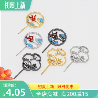 Phụ kiện quạt ma hoàng gia phong cách cung điện bằng đồng mạ vàng, phụ kiện DIY thủ công, vật liệu ghim ngọc trai Baroque