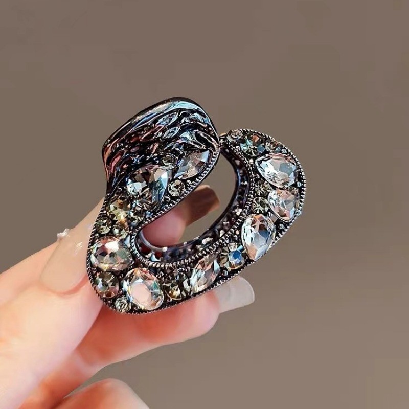 Mauropoli [Sẵn Sàng] Đầu Sau Phong Cách Mới Kẹp Tóc Đen Kẹp Trung Bình Nửa Tie Mũ Đội Đầu Tóc Kẹp Tóc Kẹp Tóc Hình Học Cá Mập Kẹp