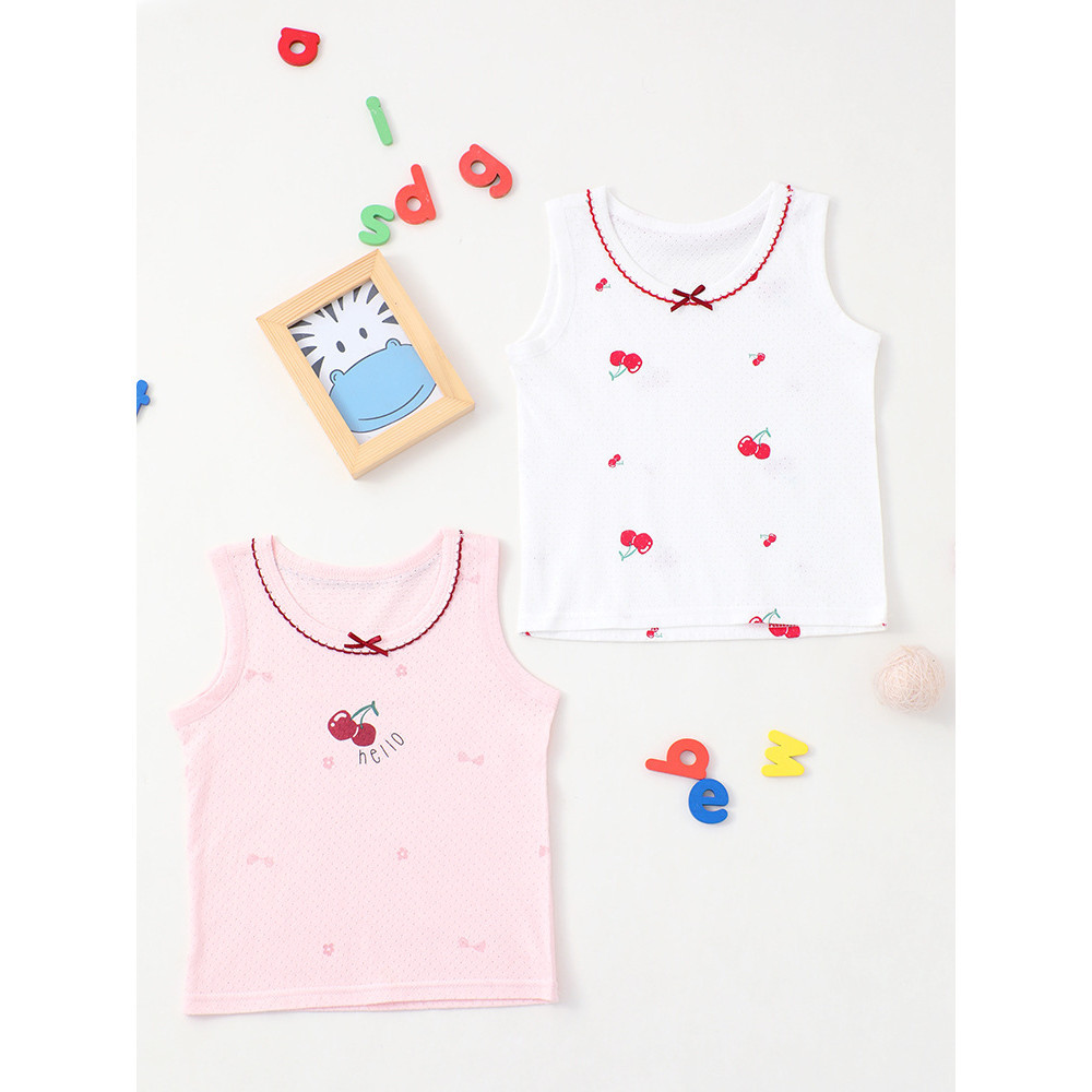 Phong Cách Mới Trẻ Em Nguyên Chất Cotton Lưới Áo Mỏng In Hình Hoạt Hình Sling Bé Gái Bé Trai Hợp Thời Trang Bán Buôn ABHC