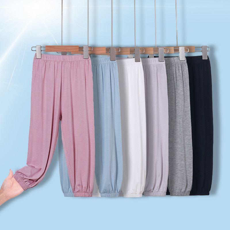 Trẻ Em Nhẹ Chống Muỗi Quần Ice Silk Modal Bé Gái Quần Dài Bé Trai Mùa Hè Thoải Mái Bloomers 100-160 Kích Thước C1M9
