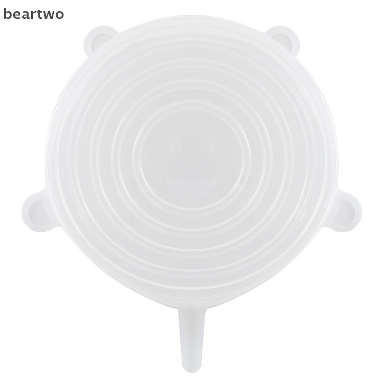 < Beartwo > 6 Vỏ Silicon Có Thể Thích Ứng Nắp Silicon Món Ăn Đa Năng Giữ Tươi Kín Hơi Nắp Thực Phẩm Silicon Cho Nhà Bếp Đẹp