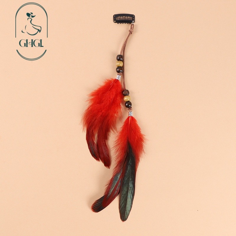G GHGl Sẵn Sàng Retro Phong Cách Dân Tộc Lông Vũ Kẹp Tóc Tua Rua Tóc Bohemian Đi Biển Phong Cách Kỳ Nghỉ Phụ Kiện Tóc Ấn Độ Mũ Nữ