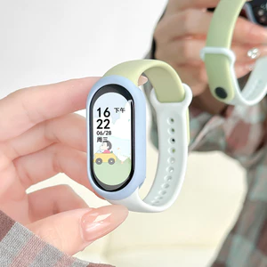Vỏ + dây đeo silicon 2 trong 1 cho Xiaomi Mi Band 10/9/8 NFC, dây thông minh, vòng đeo tay