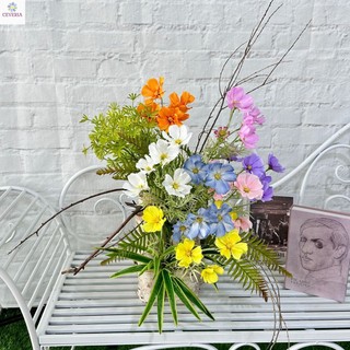 Cành hoa cúc bướm cao 50 cm, nhiều bông, kèm lá trang trí, làm hoa cưới, cổng cưới