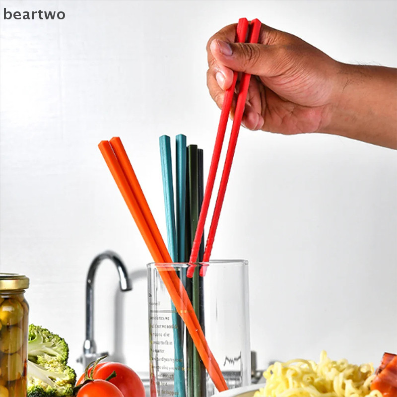 < Beartwo > Bộ Đũa Silicon Nhật Bản Chống Trơn Trượt Mì Sushi Đũa Thực Phẩm Bộ Đồ Ăn Nhà Bếp Quà Tặng Bộ Đồ Ăn Đẹp