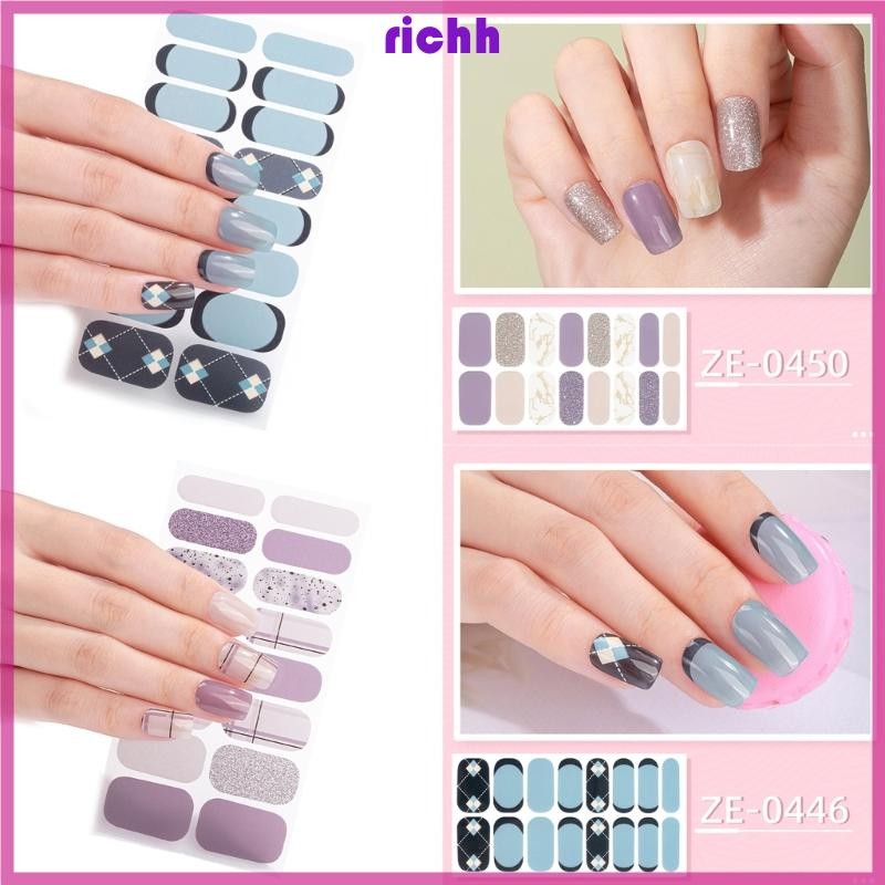 ⚝⚝Miếng dán móng tay Richh Long lanh dành cho nữ Nhãn dán tự dính