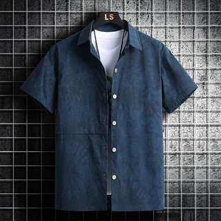 [Plus Size] Áo sơ mi ngắn tay vải lanh Cotton 8XL 7XL dành cho nam mùa xuân Oversize Work Washed In áo chống nhăn