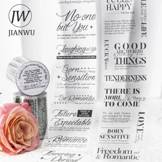 Jianwu 60mm * 200cm Lãng Mạn Dòng Chữ Vintage Tiếng Anh Văn Bản Chất Liệu Cắt Băng PET Sáng Tạo DIY Tạp Chí Văn Phòng Phẩm