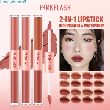 Son môi hai đầu 2 trong 1 Pinkflash Son lì dạng lỏng Son tint nhung nhẹ, sắc tố cao, lâu trôi, trang điểm tự nhiên, không độc ác với động vật -lovelyhome2