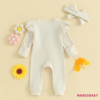 Mg-bộ áo liền quần mùa thu cho bé gái màu trơn cổ tròn tay bay có dây kéo xù có nơ băng đô