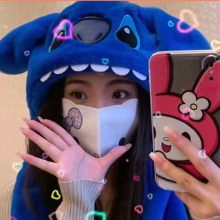 Mũ 2023 Bảo Vệ Tai Ấm Áp Túi Khí Sang Trọng Stitch Nữ Sinh Viên Dễ Thương Cặp Đôi Mùa Đông Dày Sang Trọng