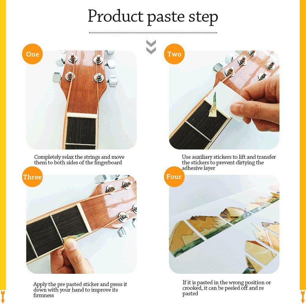 SMILE Guitar Fretboard Sticker, DIY PVC Bass Inlay Decal, Phụ tùng đàn guitar điện Trang trí nhạc cụ Guitarra Phụ kiện Fingerboard Sticker Guitar Bass