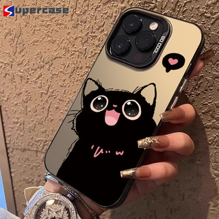 Ốp điện thoại hình mèo đen mát mẻ hoạt hình dễ thương cho OPPO Reno 12 Pro 12F 11F 11 Pro 10 Pro Plus 9 Pro 8 Pro 8T 8Z 7Z 7 Pro Lite 6 Pro 5F 5 Lite 5G 4G Trái tim nhỏ dễ thương mềm mại Nắp lưng