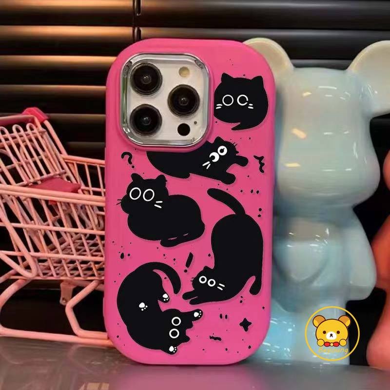 Ốp điện thoại hình mèo đen ngộ nghĩnh dễ thương cho OPPO Reno 12 Pro 11F 11 10 Pro 8Z 7Z 8 7 4G Lite 9 7 Pro 8 5G 7 SE 6 5k 5 4 Pro 4 SE A1 A98 F23 R17 Vỏ Vỏ mềm chống sốc màu kẹo