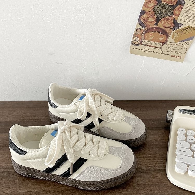 Thời trang Hàn Quốc Cổ Điển Retro tất cả phù hợp với giày thể thao thường ngày đế dày mùa thu phong cách mới chống trượt chống mài mòn Giày thể thao nhẹ thoải mái giày trắng nhà máy Giá Sỉ
