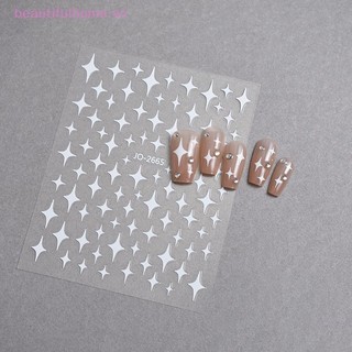 [Beautifulhome] 1 Miếng Dán Móng Tay Ngôi Sao Đen Trắng Không Đều Pentagram Đề Can Hồng Laser Sáng Bóng Lấp Lánh Ánh Sao Làm Móng Tay Đồ Trang Trí Thanh Trượt [Làm Đẹp]