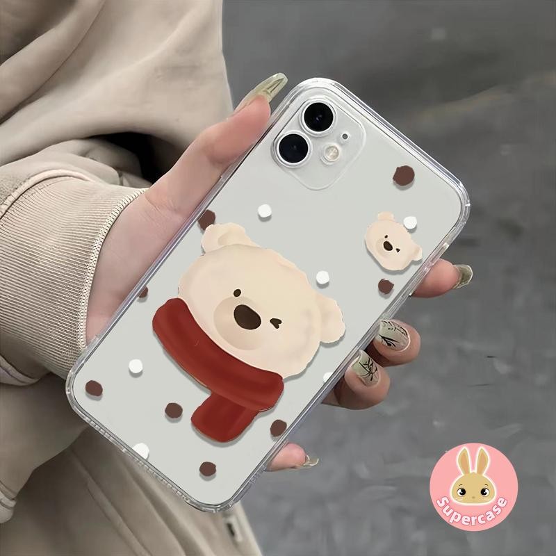 Ốp Điện Thoại Gấu Khăn Hoạt Hình Dễ Thương Cho Samsung Galaxy S20 S10 Plus Note 20 Ultra 10 Plus 10 + S20 + FE S10 + F23 M53 M51 M33 M31s Ốp Lưng Mềm Chống Rơi Trong Suốt
