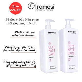 Bộ Dầu gội, Dầu Hấp dưỡng tóc siêu mượt, dành cho tóc xơ rối thiếu sức sống FRAMESI MORPHOSIS ULTIMATE CARE 1000ml