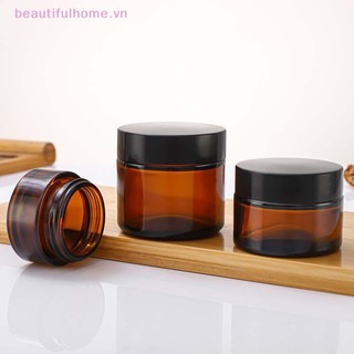 [Beautifulhome] Chai thuốc mỡ có thể đổ lại bằng thủy tinh màu nâu Bình đựng mỹ phẩm rỗng Hộp đựng kem dưỡng da mặt phấn mắt 5 / 10 / 15 / 20 / 25 / 30 / 50 / 60g Chai mẫu [làm đẹp]